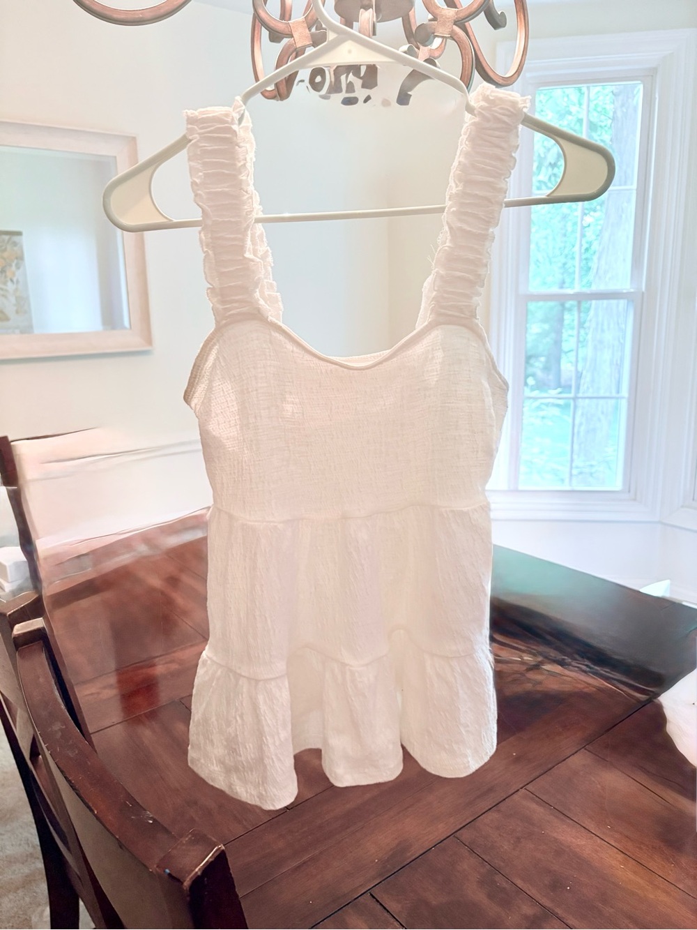 Altar’d State White Ruffle Strap Women's Tank Top